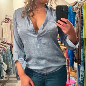 The Limited Button Down Blue Top